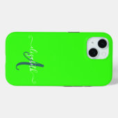 Green Fluorescent Neon Monogram Case-Mate iPhone Hülle (Rückseite (Horizontal))