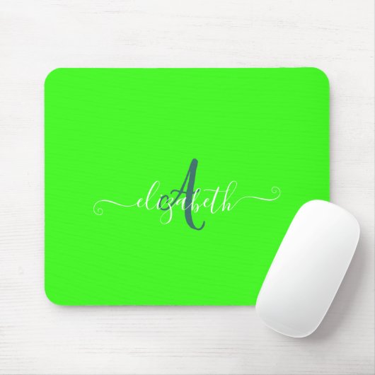 Green Fluorescent Neon Monogram Mousepad (Mit Mouse)