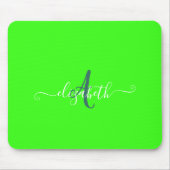 Green Fluorescent Neon Monogram Mousepad (Vorne)