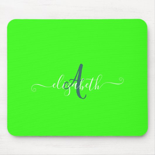 Green Fluorescent Neon Monogram Mousepad (Vorne)