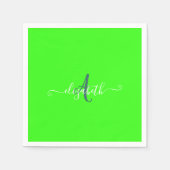 Green Fluorescent Neon Monogram Serviette (Vorderseite)
