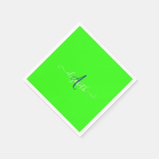 Green Fluorescent Neon Monogram Serviette (Ecke)