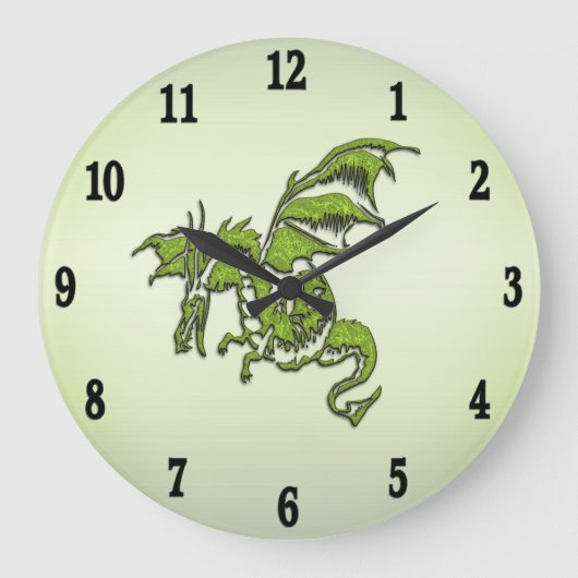 Green Flying Dragon Große Wanduhr (Vorderseite)