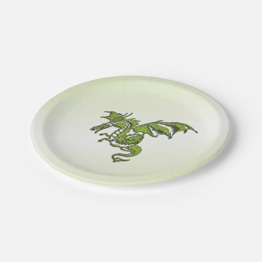 Green Flying Dragon Pappteller (Schrägansicht)