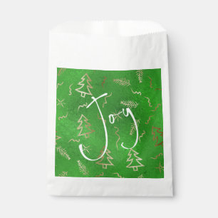 Green Foil Gold Doodles Holiday Joy Fevor Bags Geschenktütchen