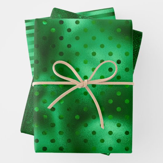 Green Foil Polka Dot Geschenkpapier Set (Beispiel)