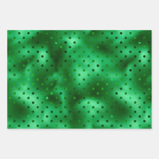 Green Foil Polka Dot Geschenkpapier Set (Vorderseite)