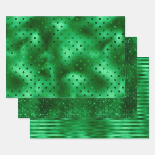 Green Foil Polka Dot Geschenkpapier Set (Set)