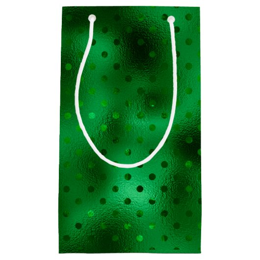 Green Foil Polka Dot Kleine Geschenktüte (Vorderseite)