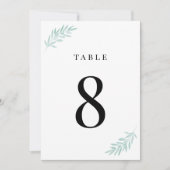 Green Foliage Blätter Aquarell Tischnummer Card (Vorderseite)