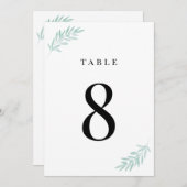 Green Foliage Blätter Aquarell Tischnummer Card (Vorne/Hinten)