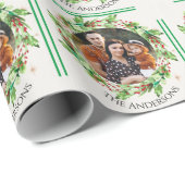 Green Foliage Blätter Familie Foto Frohe Weihnacht Geschenkpapier (Rolleneckpunkt)