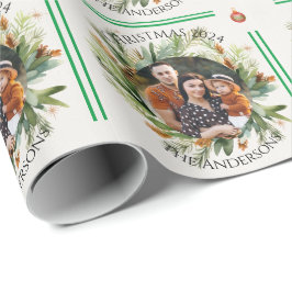 Green Foliage Blätter Familie Foto Frohe Weihnacht Geschenkpapier