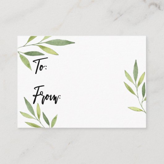 Green Foliage Display Baby Duschgeschenkkarte Begleitkarte (Rückseite)