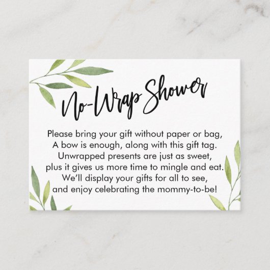 Green Foliage Display Baby Duschgeschenkkarte Begleitkarte (Vorderseite)
