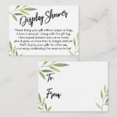 Green Foliage Display Baby Duschgeschenkkarte Begleitkarte (Vorne/Hinten)