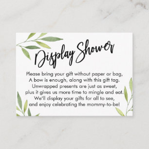 Green Foliage Display Baby Duschgeschenkkarte Begleitkarte