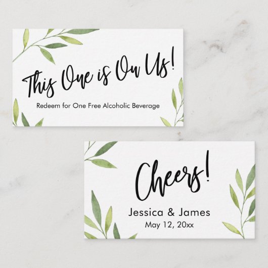 Green Foliage Drink Ticket Eintrittskarten Begleitkarte (Vorne/Hinten)