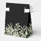 Green Foliage Elegante Black Gastgeschenk Hochzeit Geschenkschachtel (Rückseite)