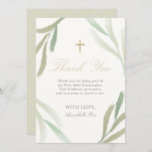 Green Foliage First Heilige Kommune Dankeschön Kar Einladung (Vorne/Hinten)