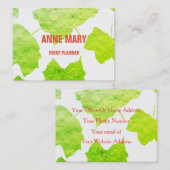 Green Foliage Foil Wedding Event Planner 2020 Visitenkarte (Vorne/Hinten)