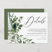 Green Foliage Garden Boho Wedding Details Card Begleitkarte (Vorne/Hinten)