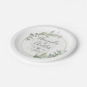 Green Foliage & Gold Circle Frame Pappteller (Schrägansicht)