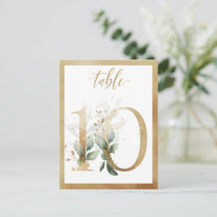 Green Foliage Gold Tischnummern, Tabelle 10 Card Postkarte