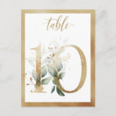 Green Foliage Gold Tischnummern, Tabelle 10 Card Postkarte (Vorderseite)