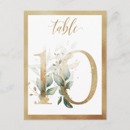 Green Foliage Gold Tischnummern, Tabelle 10 Card Postkarte