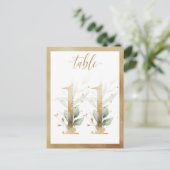 Green Foliage Gold Tischnummern, Tabelle 11 Karte (Stehend Vorderseite)