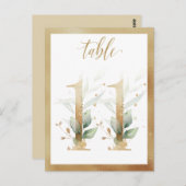 Green Foliage Gold Tischnummern, Tabelle 11 Karte (Vorne/Hinten)