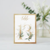Green Foliage Gold Tischnummern, Tabelle 13 Karte (Stehend Vorderseite)