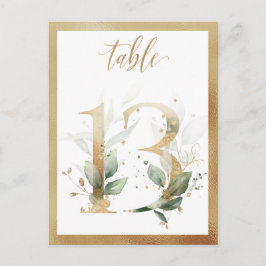Green Foliage Gold Tischnummern, Tabelle 13 Karte
