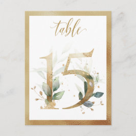 Green Foliage Gold Tischnummern, Tabelle 15 Card Postkarte