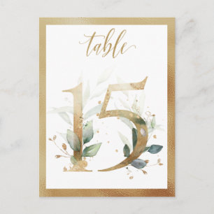 Green Foliage Gold Tischnummern, Tabelle 15 Card Postkarte