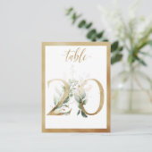Green Foliage Gold Tischnummern, Tabelle 20 Card Postkarte (Stehend Vorderseite)