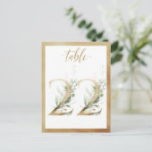 Green Foliage Gold Tischnummern, Tabelle 22 Card Postkarte (Stehend Vorderseite)
