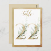 Green Foliage Gold Tischnummern, Tabelle 22 Card Postkarte (Vorne/Hinten)