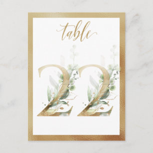 Green Foliage Gold Tischnummern, Tabelle 22 Card Postkarte