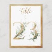 Green Foliage Gold Tischnummern, Tabelle 23 Card Postkarte (Vorderseite)
