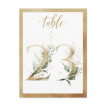 Green Foliage Gold Tischnummern, Tabelle 23 Card