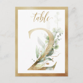 Green Foliage Gold Tischnummern, Tabelle 2 Karte