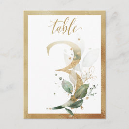 Green Foliage Gold Tischnummern, Tabelle 3 Karte