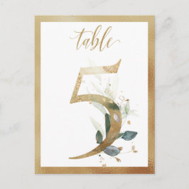 Green Foliage Gold Tischnummern, Tabelle 5 Karte