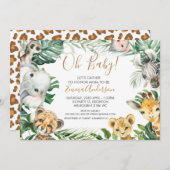 Green Foliage Greenerity Safari Animals Baby Dusch Einladung (Vorne/Hinten)