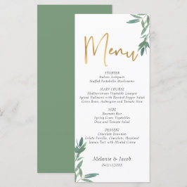 Green Foliage Hochzeitmenü Menükarte