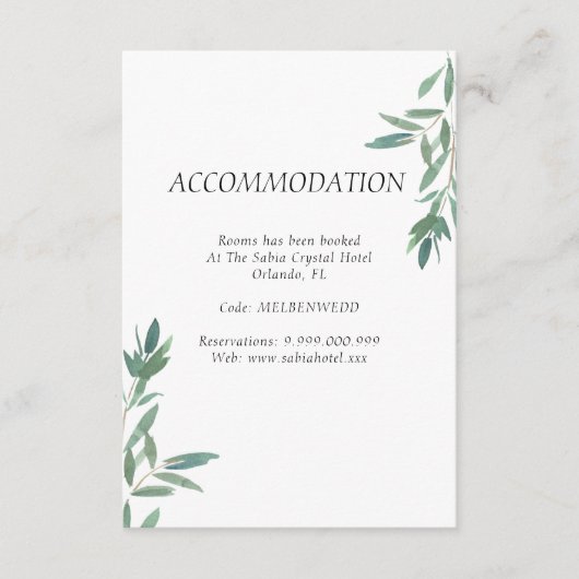 Green Foliage - Hochzeitskarte Begleitkarte (Vorderseite)