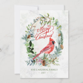 Green Foliage, Kardinal Bird Christmas Einladung