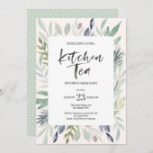 Green Foliage Kitchen Tee Party Einladung (Vorne/Hinten)